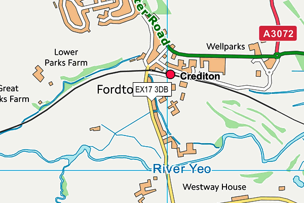 EX17 3DB map - OS VectorMap District (Ordnance Survey)