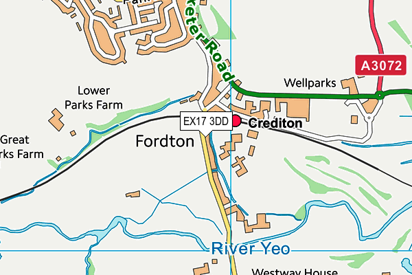 EX17 3DD map - OS VectorMap District (Ordnance Survey)