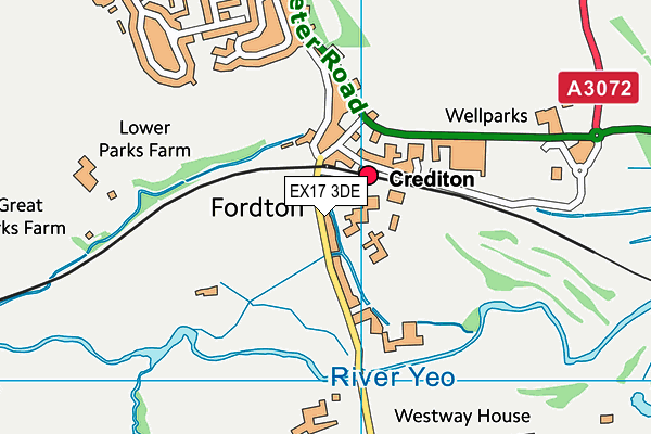 EX17 3DE map - OS VectorMap District (Ordnance Survey)