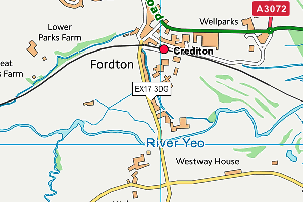 EX17 3DG map - OS VectorMap District (Ordnance Survey)