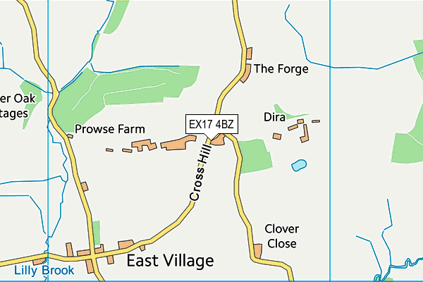 EX17 4BZ map - OS VectorMap District (Ordnance Survey)