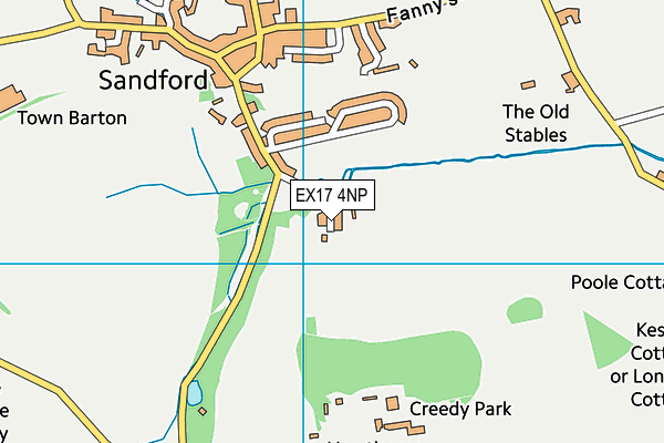 King Georges Field (Sandford) map (EX17 4NP) - OS VectorMap District (Ordnance Survey)