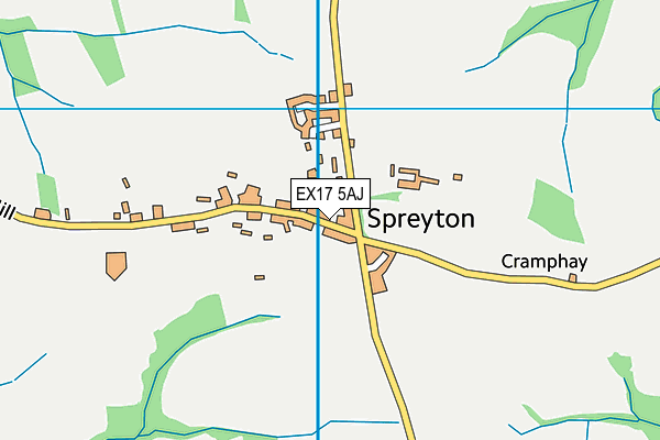 Spreyton School map (EX17 5AJ) - OS VectorMap District (Ordnance Survey)
