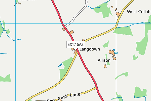 EX17 5AZ map - OS VectorMap District (Ordnance Survey)