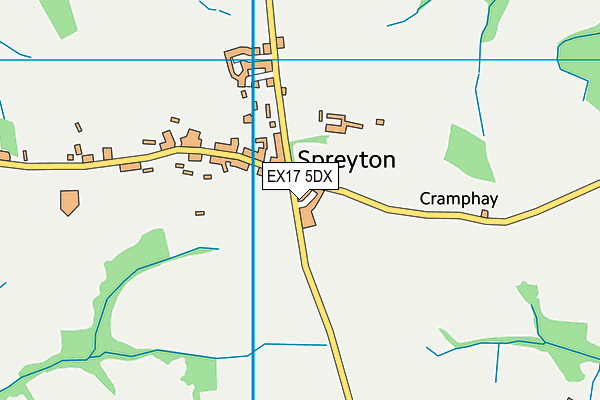 Spreyton Cricket Club map (EX17 5DX) - OS VectorMap District (Ordnance Survey)