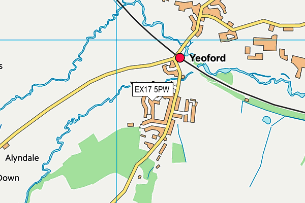 Yeoford Recreation Ground map (EX17 5PW) - OS VectorMap District (Ordnance Survey)