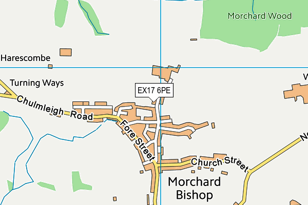 Morchard Bishop Sports Club map (EX17 6PE) - OS VectorMap District (Ordnance Survey)