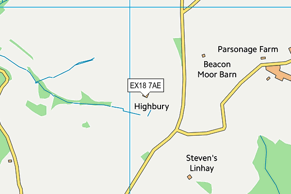 EX18 7AE map - OS VectorMap District (Ordnance Survey)