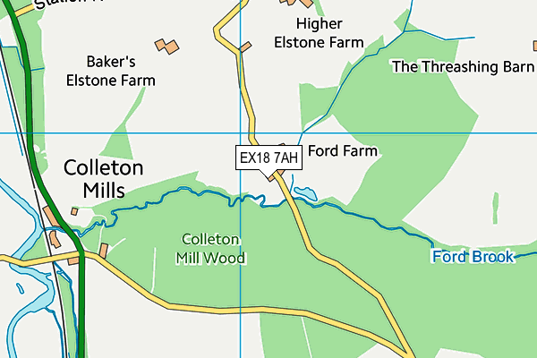 EX18 7AH map - OS VectorMap District (Ordnance Survey)