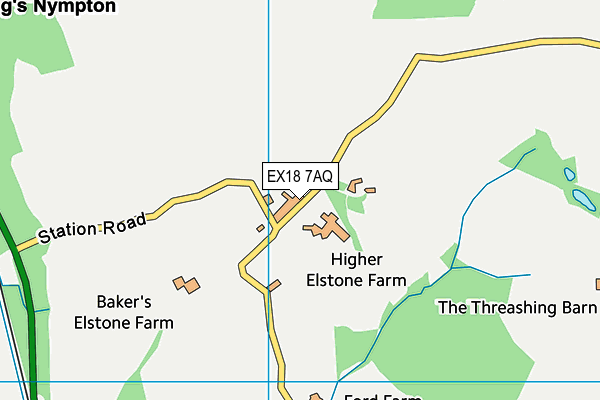 EX18 7AQ map - OS VectorMap District (Ordnance Survey)