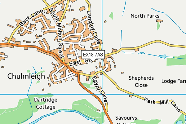 EX18 7AS map - OS VectorMap District (Ordnance Survey)