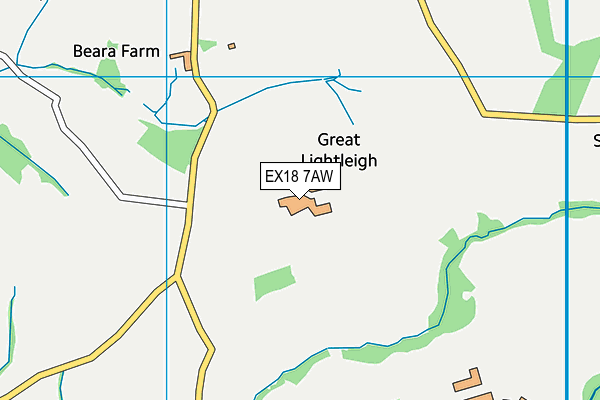 EX18 7AW map - OS VectorMap District (Ordnance Survey)