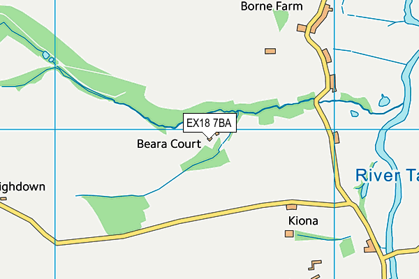 EX18 7BA map - OS VectorMap District (Ordnance Survey)