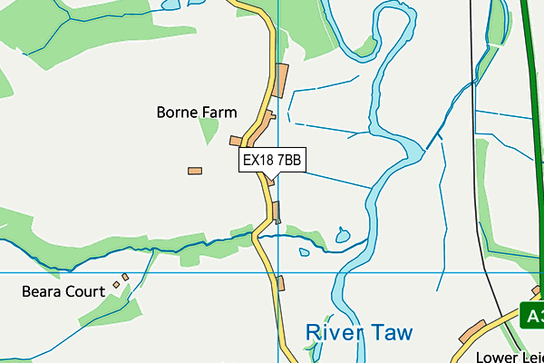 EX18 7BB map - OS VectorMap District (Ordnance Survey)