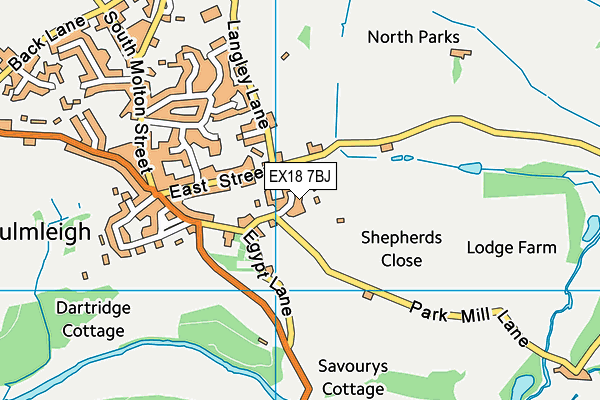 Chulmleigh Cricket Club map (EX18 7BJ) - OS VectorMap District (Ordnance Survey)