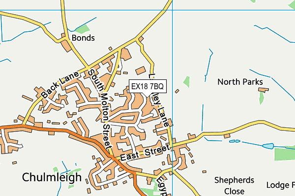 EX18 7BQ map - OS VectorMap District (Ordnance Survey)