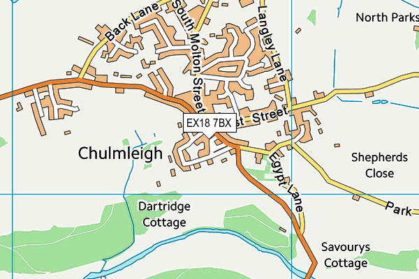 EX18 7BX map - OS VectorMap District (Ordnance Survey)