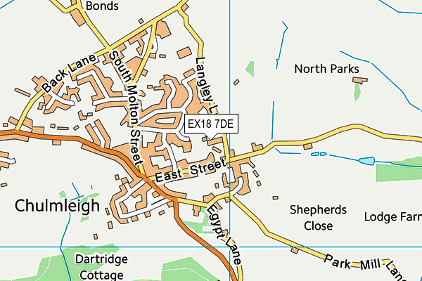 EX18 7DE map - OS VectorMap District (Ordnance Survey)