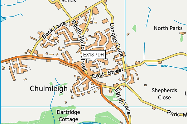 EX18 7DH map - OS VectorMap District (Ordnance Survey)