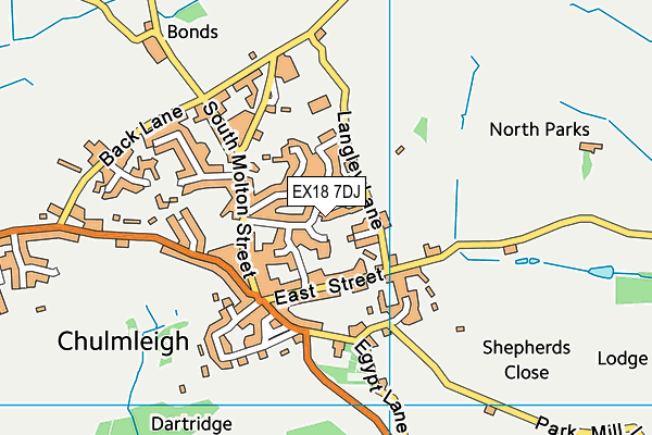 EX18 7DJ map - OS VectorMap District (Ordnance Survey)