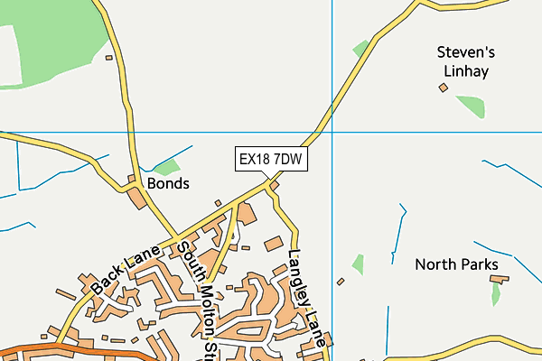 EX18 7DW map - OS VectorMap District (Ordnance Survey)