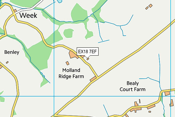 EX18 7EF map - OS VectorMap District (Ordnance Survey)