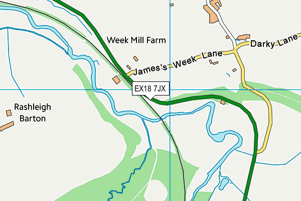 EX18 7JX map - OS VectorMap District (Ordnance Survey)