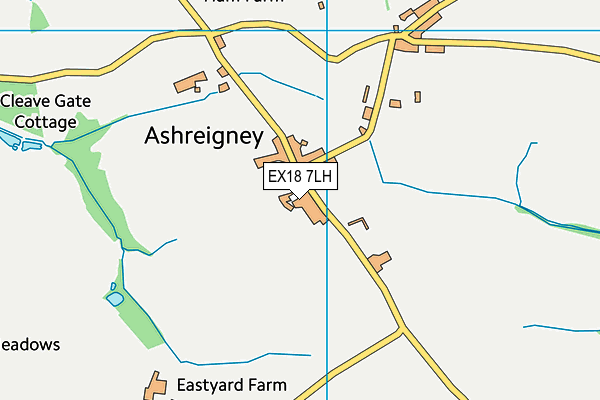 EX18 7LH map - OS VectorMap District (Ordnance Survey)