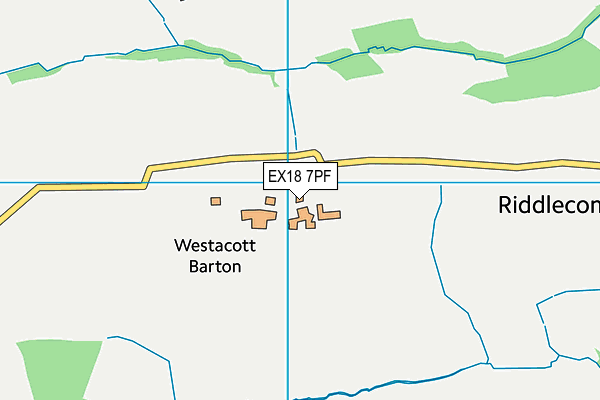 EX18 7PF map - OS VectorMap District (Ordnance Survey)
