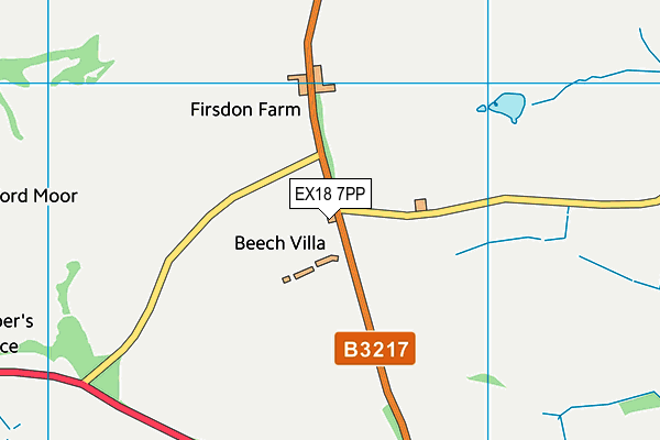 EX18 7PP map - OS VectorMap District (Ordnance Survey)