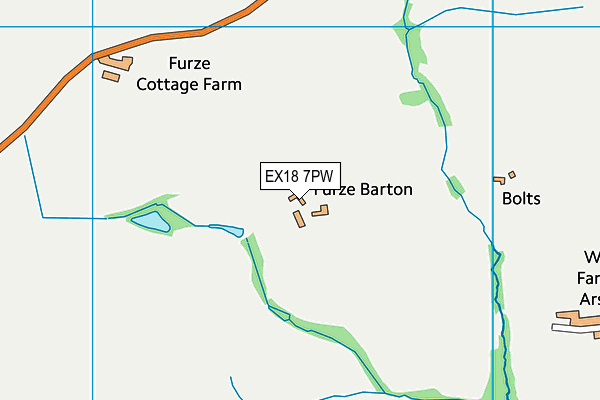 EX18 7PW map - OS VectorMap District (Ordnance Survey)