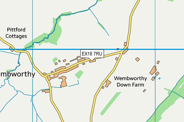 EX18 7RU map - OS VectorMap District (Ordnance Survey)