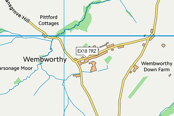 EX18 7RZ map - OS VectorMap District (Ordnance Survey)