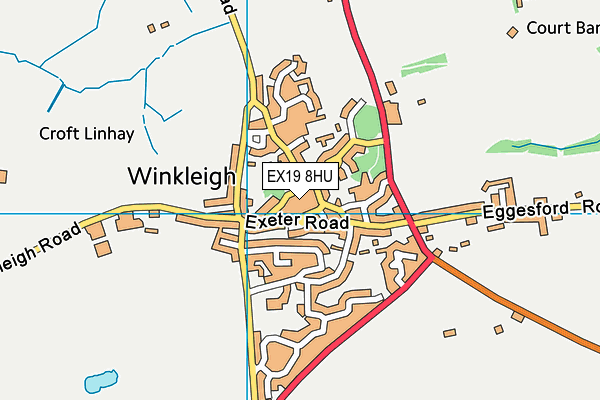 Winkleigh Village Hall map (EX19 8HU) - OS VectorMap District (Ordnance Survey)