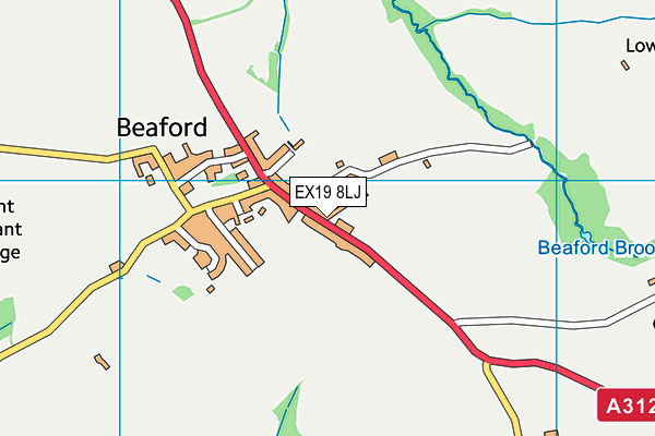 Beaford Cricket Club map (EX19 8LJ) - OS VectorMap District (Ordnance Survey)