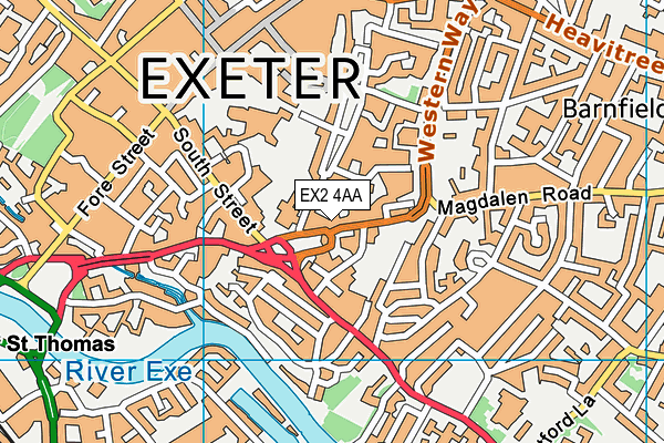 EX2 4AA map - OS VectorMap District (Ordnance Survey)