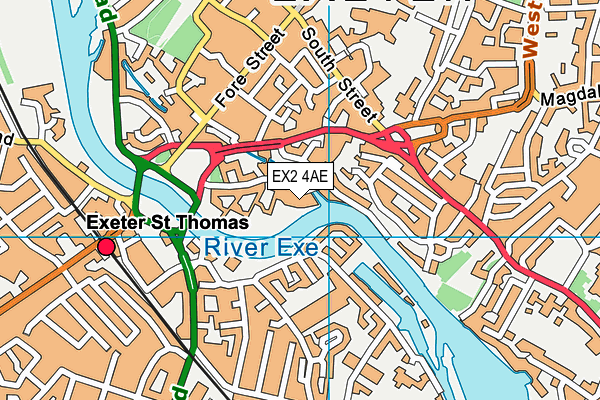 EX2 4AE map - OS VectorMap District (Ordnance Survey)