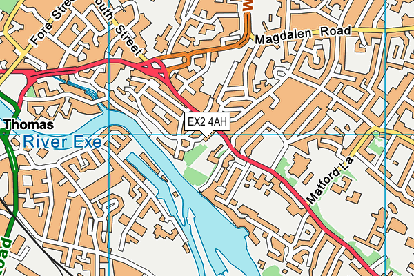 EX2 4AH map - OS VectorMap District (Ordnance Survey)