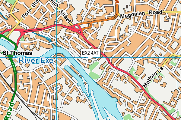 EX2 4AT map - OS VectorMap District (Ordnance Survey)