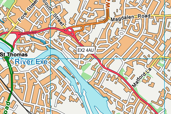 EX2 4AU map - OS VectorMap District (Ordnance Survey)