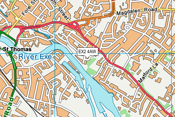 EX2 4AW map - OS VectorMap District (Ordnance Survey)