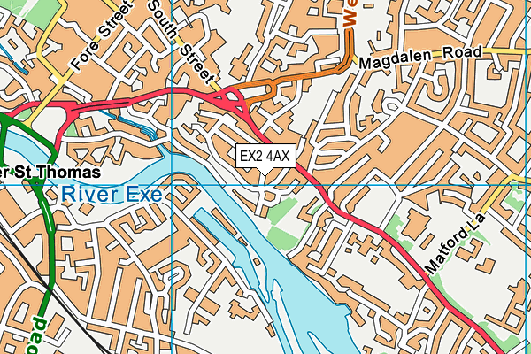 EX2 4AX map - OS VectorMap District (Ordnance Survey)