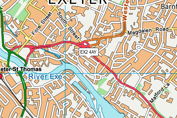 EX2 4AY map - OS VectorMap District (Ordnance Survey)