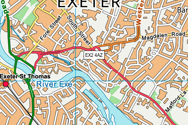 EX2 4AZ map - OS VectorMap District (Ordnance Survey)