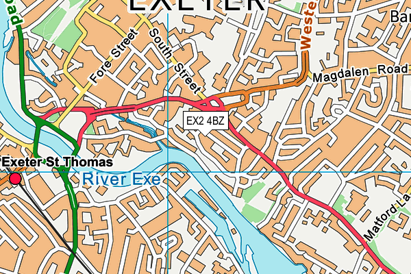 EX2 4BZ map - OS VectorMap District (Ordnance Survey)