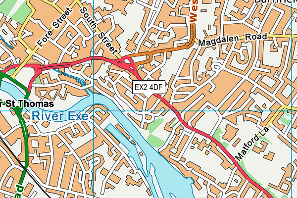 EX2 4DF map - OS VectorMap District (Ordnance Survey)