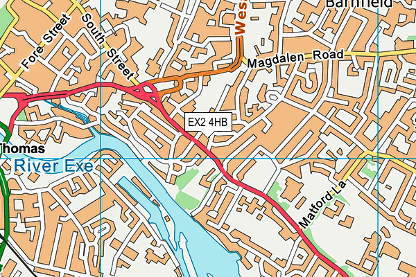 EX2 4HB map - OS VectorMap District (Ordnance Survey)