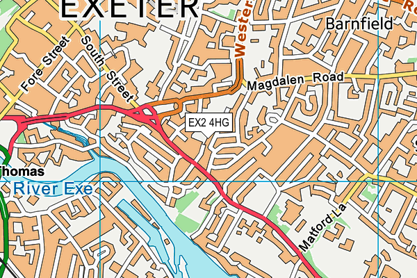 EX2 4HG map - OS VectorMap District (Ordnance Survey)