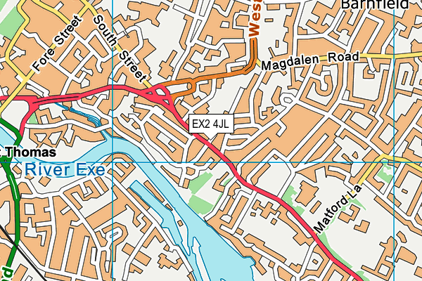 EX2 4JL map - OS VectorMap District (Ordnance Survey)