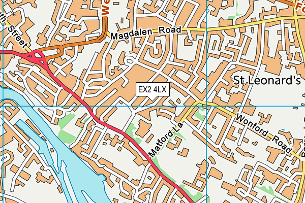 EX2 4LX map - OS VectorMap District (Ordnance Survey)